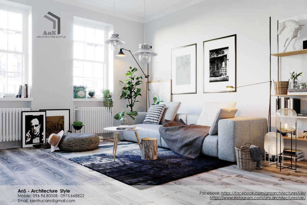 Dự án Căn hộ phong cách Scandinavian, AnS - Architecture Style AnS - Architecture Style Scandinavian style living room