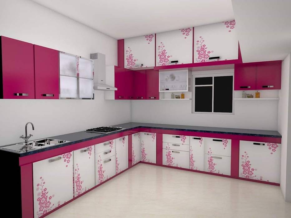 Modular Kitchen Homify Built In Kitchens Plywood Pink Homify