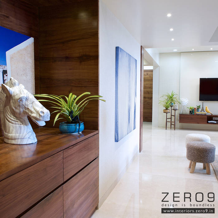 Entrance Foyer ZERO9 Modern corridor, hallway & stairs Solid Wood Multicolored