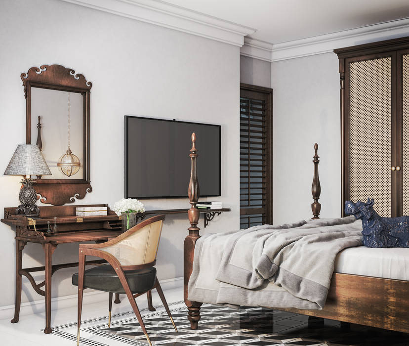 Colonial style - Tropic garden apartment, V Design Studio V Design Studio Quartos coloniais