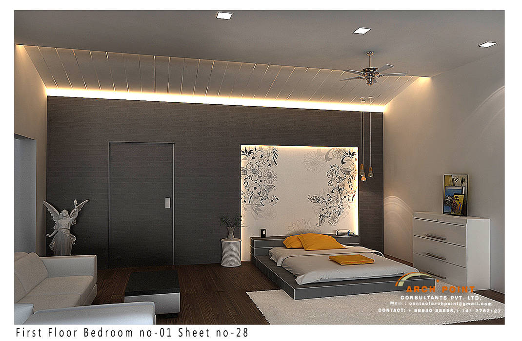 Bedroom Space Design Arch Point Modern style bedroom Furniture,Building,Property,Rectangle,Interior design,Shade,Wood,Comfort,Plant,Floor