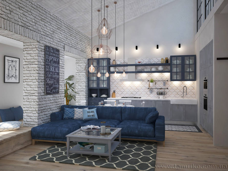 Loft Interior Design Tamriko Interior Design Studio Living room industrial interior,loft interior