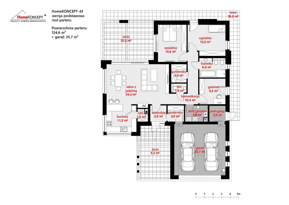 Projekt domu HoemKONCEPT 43 homify HomeKONCEPT, Projekty Domów Nowoczesnych