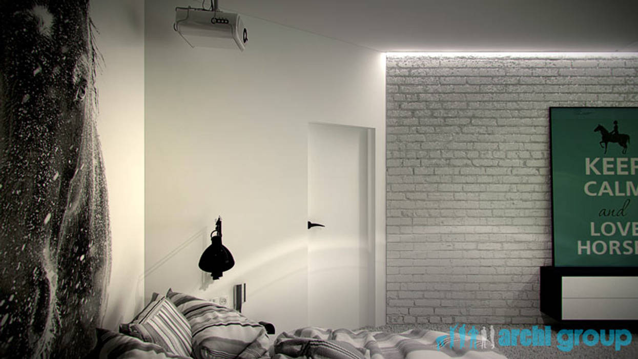 Projekt pokoju dziennego w mieszkaniu , Archi group Adam Kuropatwa Archi group Adam Kuropatwa Teen bedroom