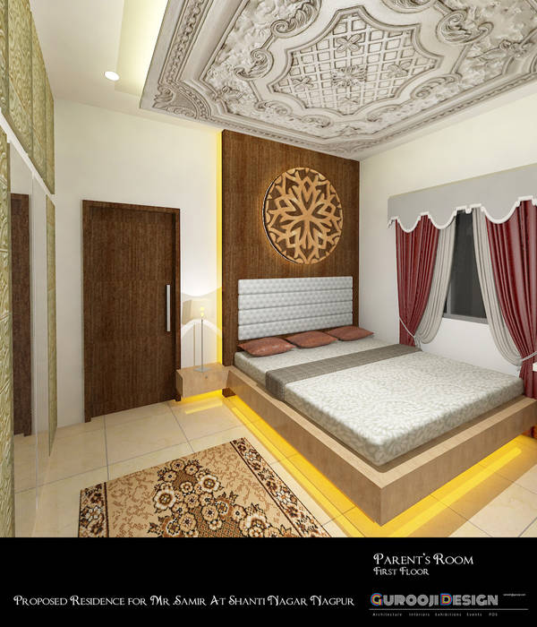 Samir Residence, Gurooji Designs Gurooji Designs Asian style bedroom