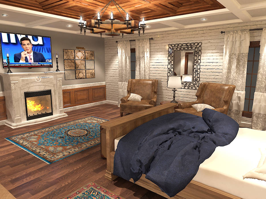 جناح نوم في بيت ريفي بالولايات المتحدة الامريكية , Quattro designs Quattro designs غرفة نوم