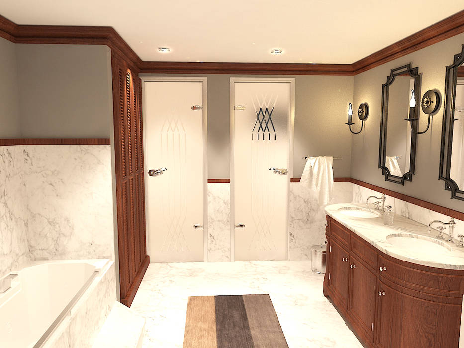 جناح نوم في بيت ريفي بالولايات المتحدة الامريكية , Quattro designs Quattro designs حمام