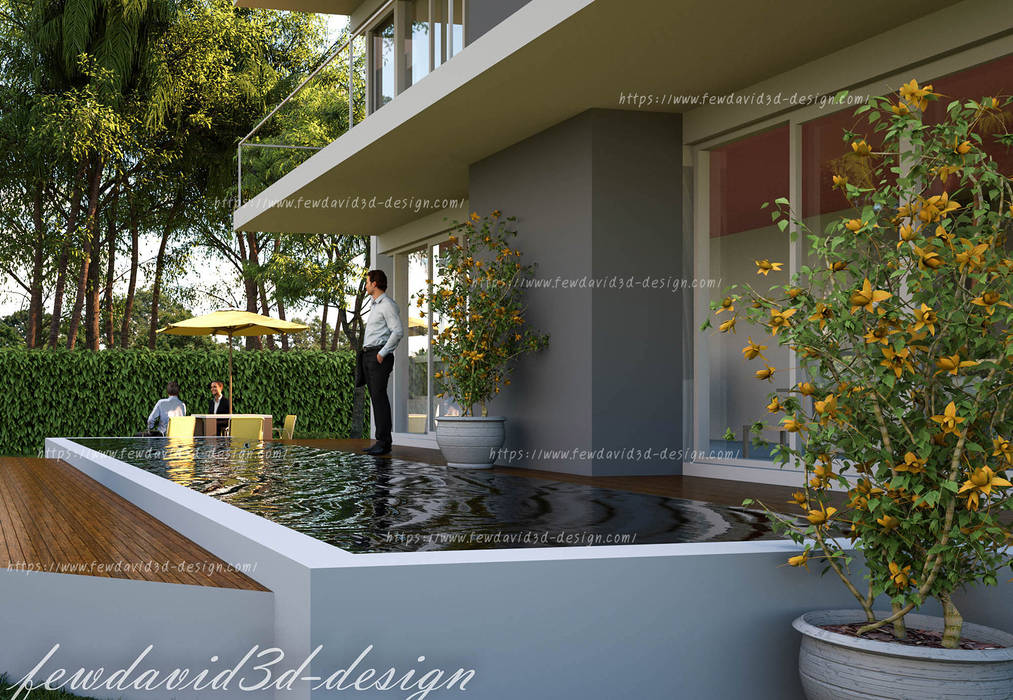 บ้านพักอาศัย 2ชั้น อ.หัวหิน จ.ประจวบคีรีขันธ์, fewdavid3d-design fewdavid3d-design Modern pool