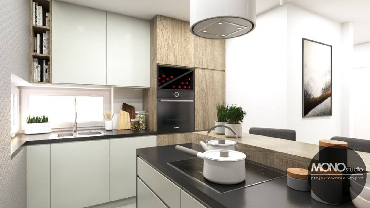 Nowoczesne wnętrze salonu i kuchni, MONOstudio MONOstudio Modern style kitchen