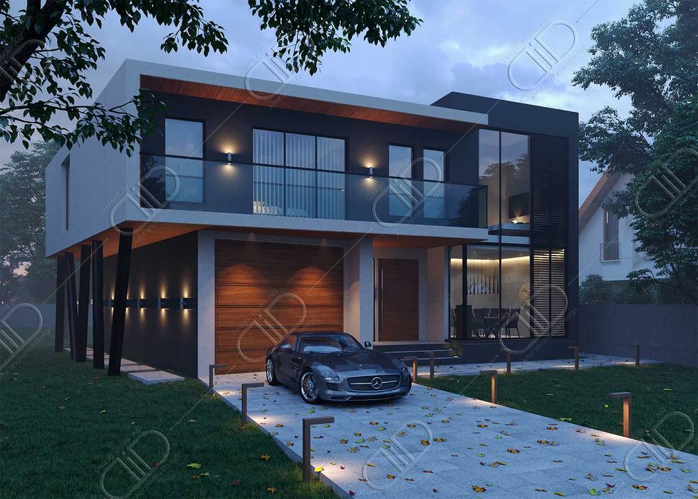 Plateau, Design Studio AiD Design Studio AiD Modern houses Sky,Car,Light,Vehicle,Tree,Building,Interior design,Shade,Door,Plant