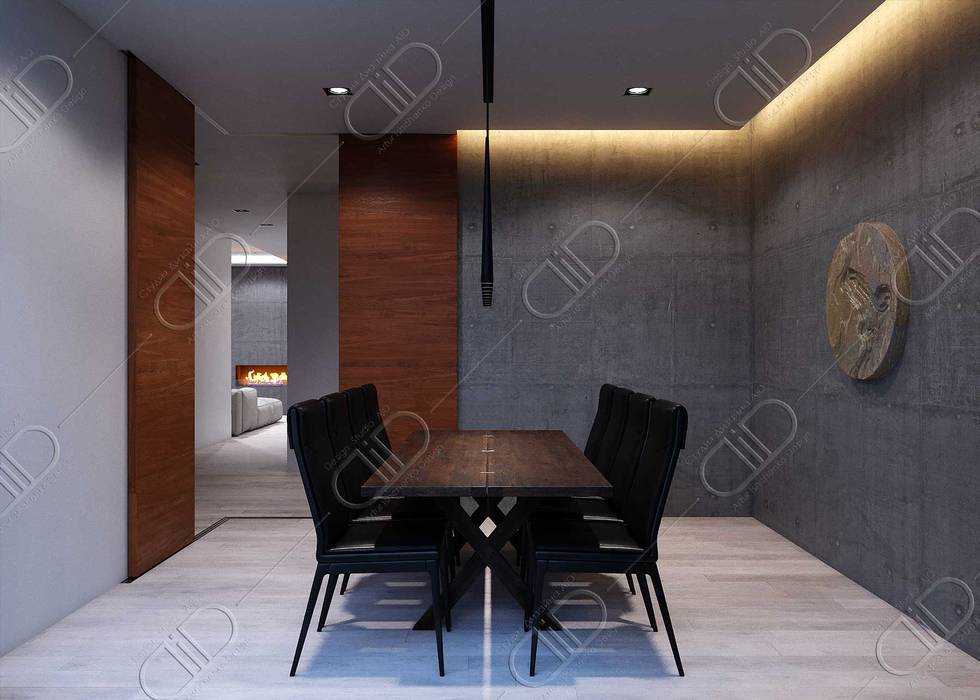 Plateau, Design Studio AiD Design Studio AiD Minimalist dining room Furniture,Table,Property,Building,Chair,Wood,Interior design,Grey,Flooring,Floor