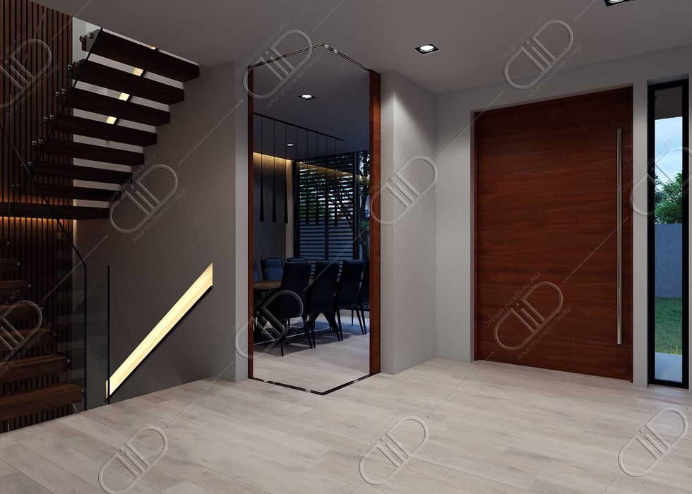 Plateau, Design Studio AiD Design Studio AiD Minimalist corridor, hallway & stairs
