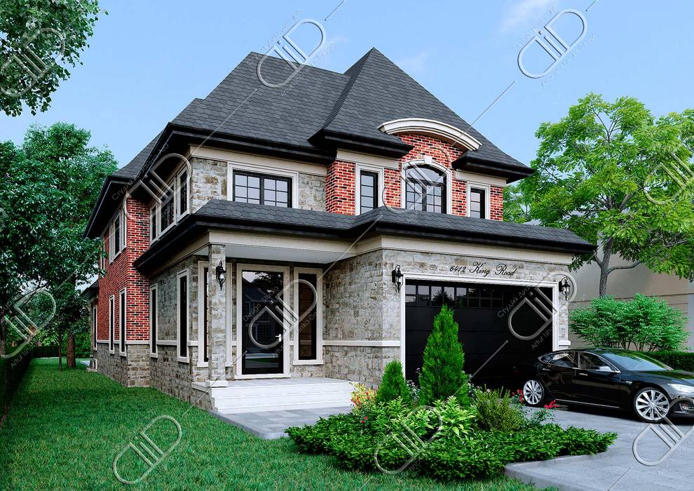 Architectural Design and Visualization, Design Studio AiD Design Studio AiD Colonial style house Plant,Tire,Wheel,Sky,Building,Property,Window,Vehicle,Car,Tree