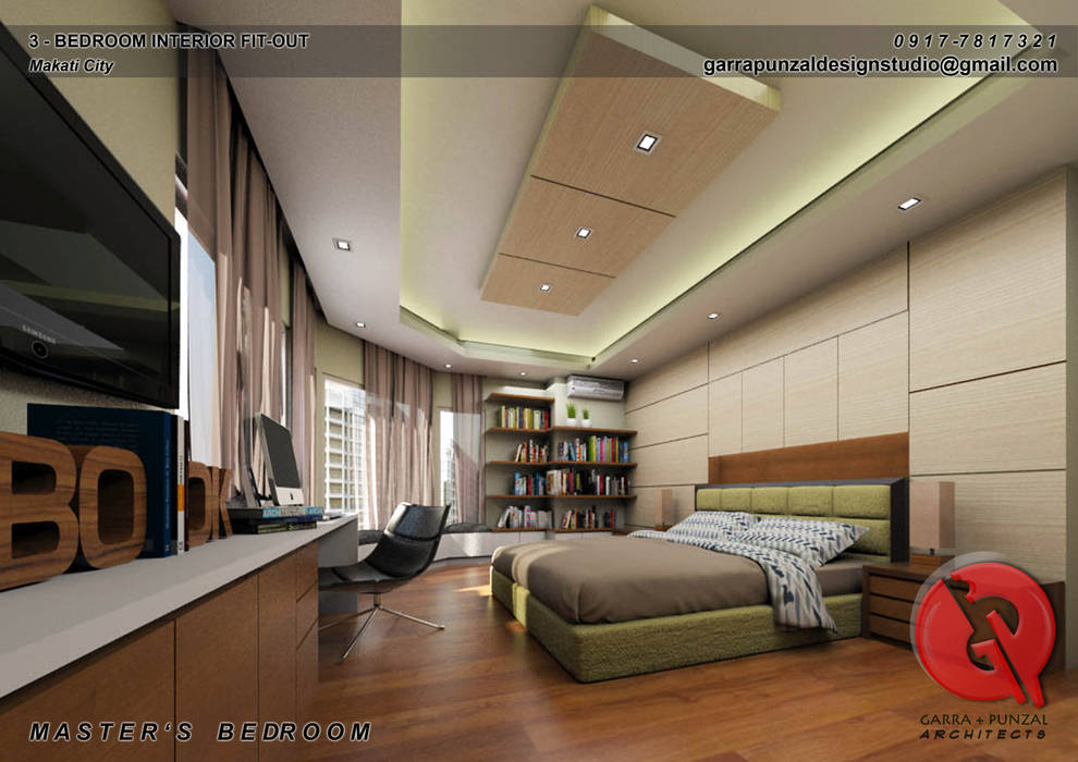 3-Bedroom Interior Design, Garra + Punzal Architects Garra + Punzal Architects Asian style bedroom