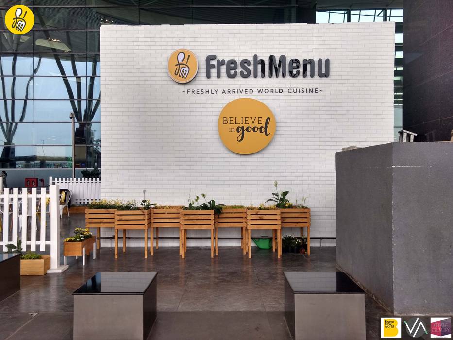 FreshMenu Restaurant in Bangalore International Airport, Renovatio Interio Renovatio Interio Espacios comerciales Madera Acabado en madera Aeropuertos