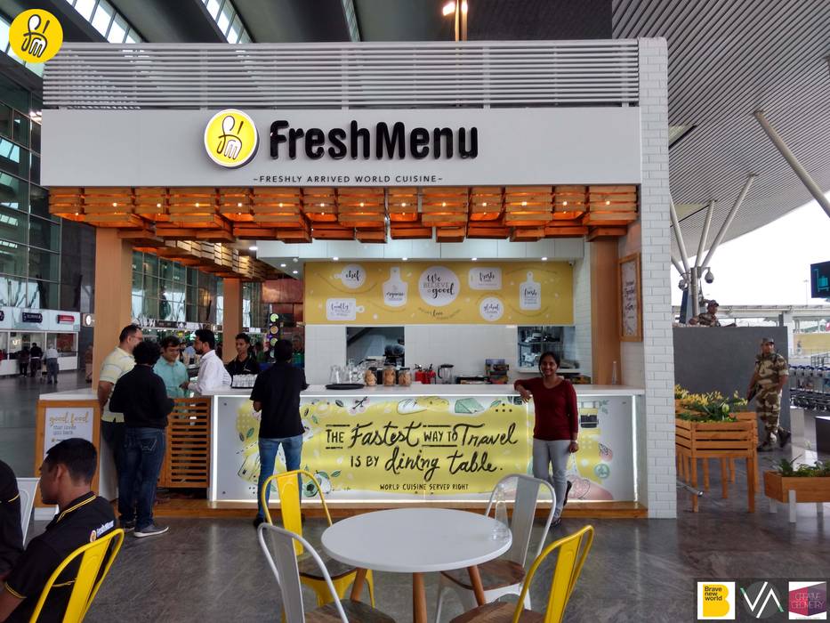 FreshMenu Restaurant in Bangalore International Airport, Renovatio Interio Renovatio Interio Espaços comerciais Madeira Acabamento em madeira Aeroportos