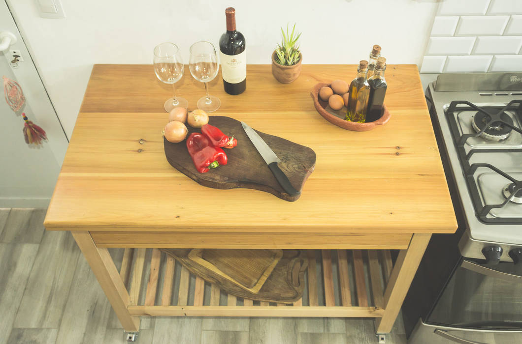 Mesa – isla de cocina de mon estudio moderno madera maciza multicolor