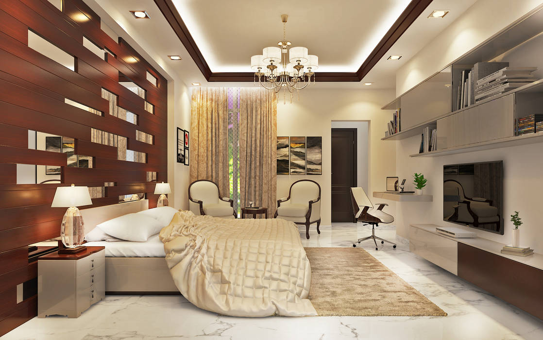 Essel Tower, Tribuz Interiors Pvt. Ltd. Tribuz Interiors Pvt. Ltd. Modern style bedroom