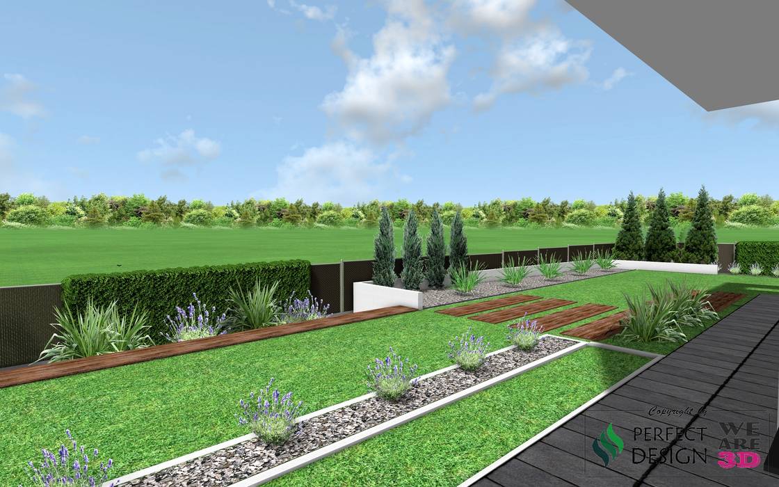Projekt ogrodu nowoczesnego, LDesign Lucyna Caban Firma Projektowo Handlowa LDesign Lucyna Caban Firma Projektowo Handlowa حديقة