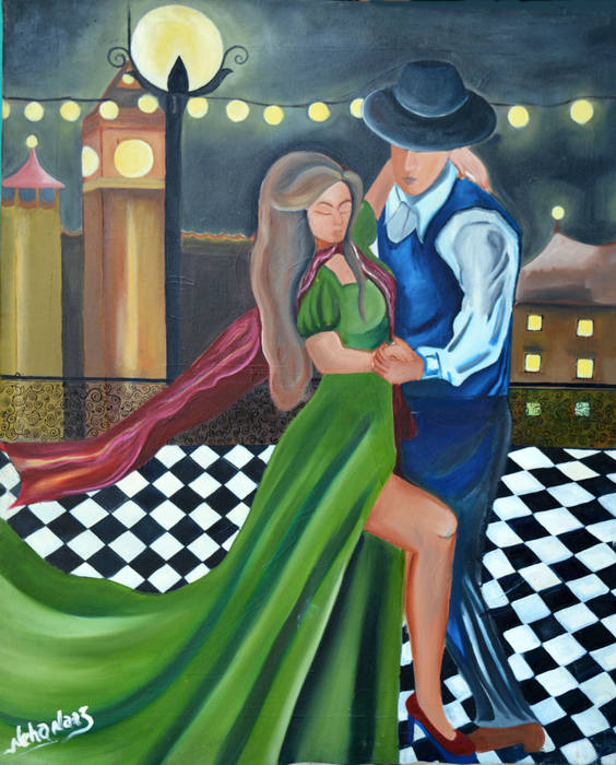 Dancing Lovebirds Indian Art Ideas Other spaces Oil Painting,Pictures & paintings