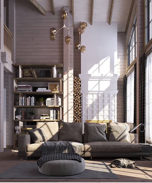Деревянный дом из бруса, needsomespace needsomespace Country style living room Copper/Bronze/Brass