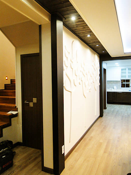 세종시 청벽마을 45평형 ALC친환경 리모델링, W-HOUSE W-HOUSE Pasillos, vestíbulos y escaleras modernos Caliza