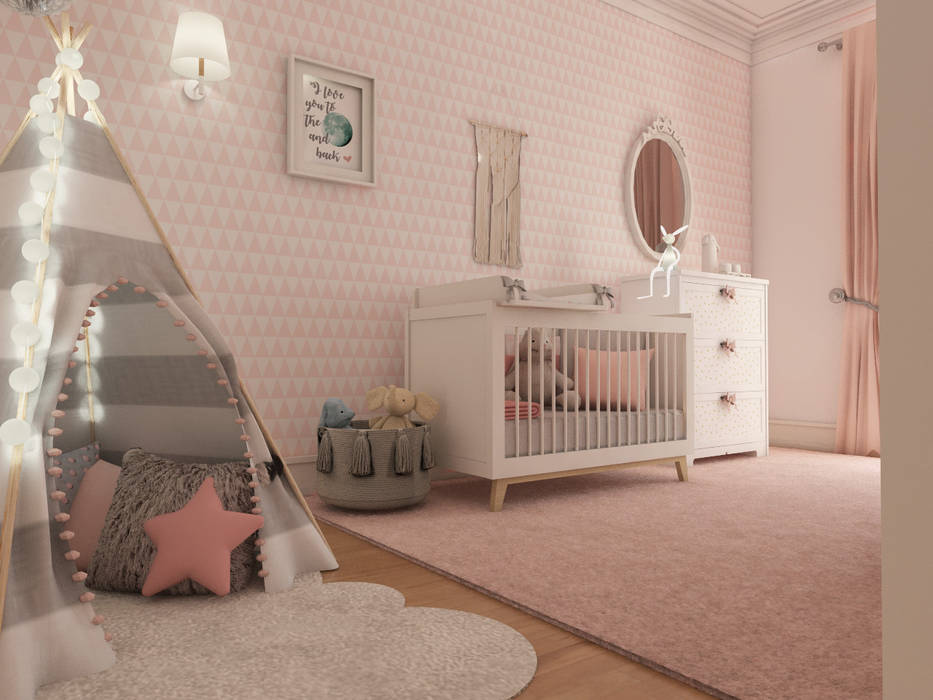 Projeto tranquilo de decoração de quarto de bebé , The Spacealist - Arquitectura e Interiores The Spacealist - Arquitectura e Interiores Habitaciones de bebé