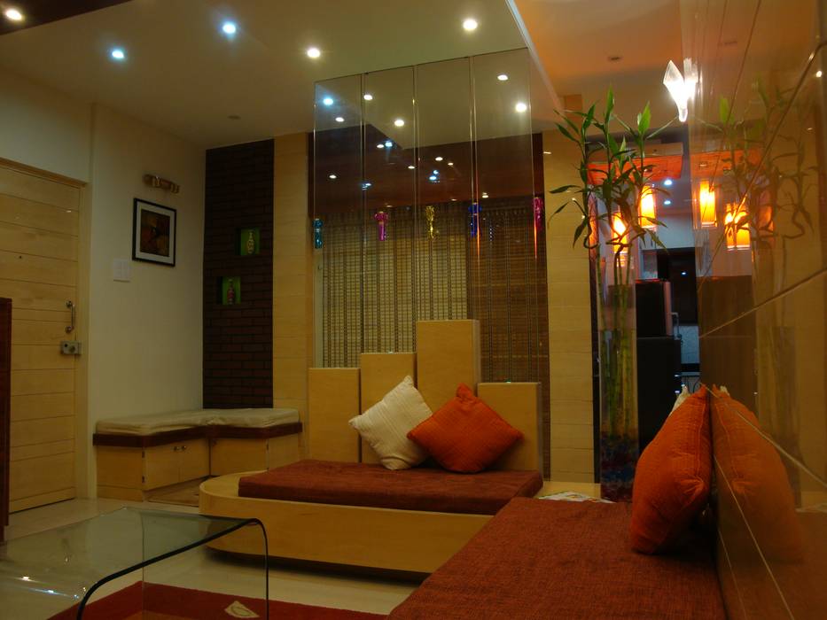 Residence- Rakesh Raskar, Pune. Spaceefixs Modern living room