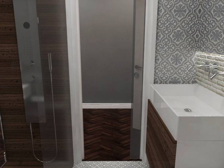 Diseño de baño de vivienda pareada en Oleiros, A-kotar A-kotar Baños de estilo colonial