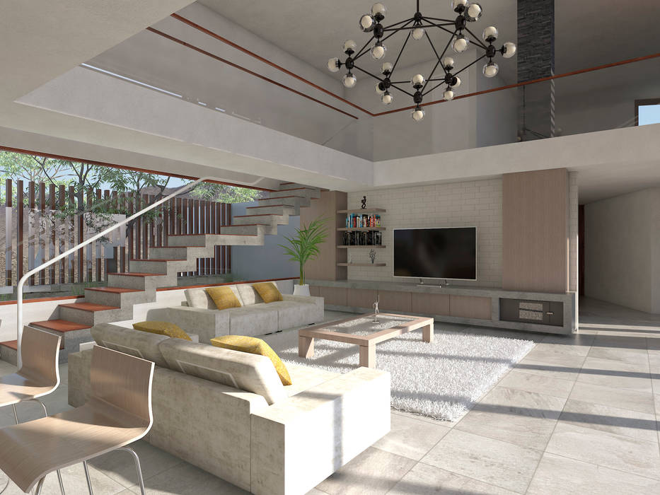 Vivienda La Chimba, Uno Arquitectura Uno Arquitectura Living room Concrete