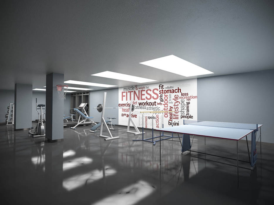 Kemerburgaz LIVERA Suites - Örnek Daire Tasarımı, Kolon Mimarlık - İçmimarlık Kolon Mimarlık - İçmimarlık Scandinavian style gym