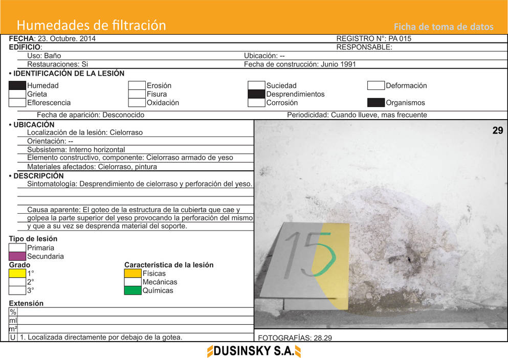 FICHA DE DATOS II DUSINSKY S.A. Patologías,Ficha de datos