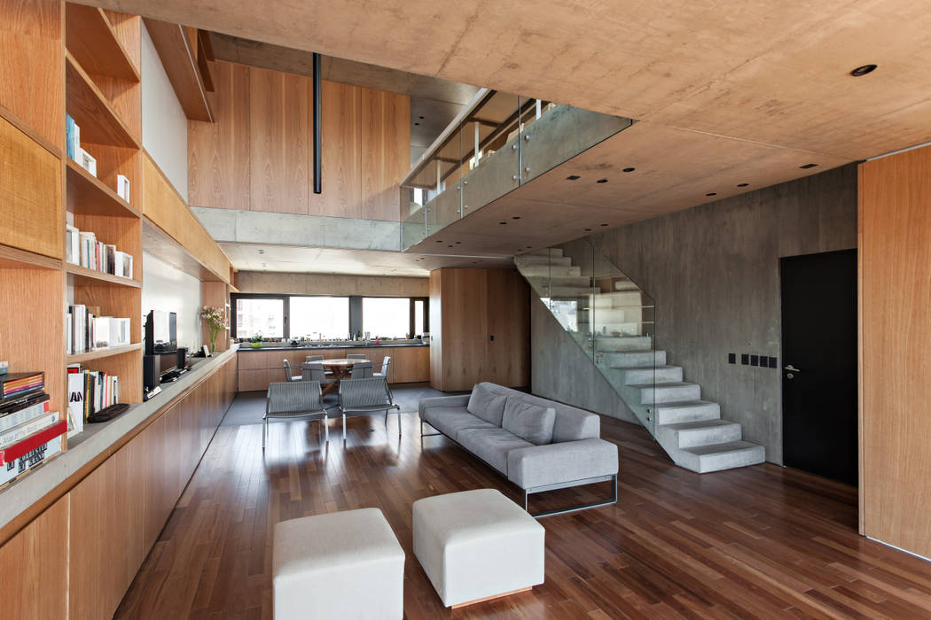 SENS Ravignani / Ravignani 2015-21, ATV Arquitectos ATV Arquitectos Modern living room Wood Wood effect