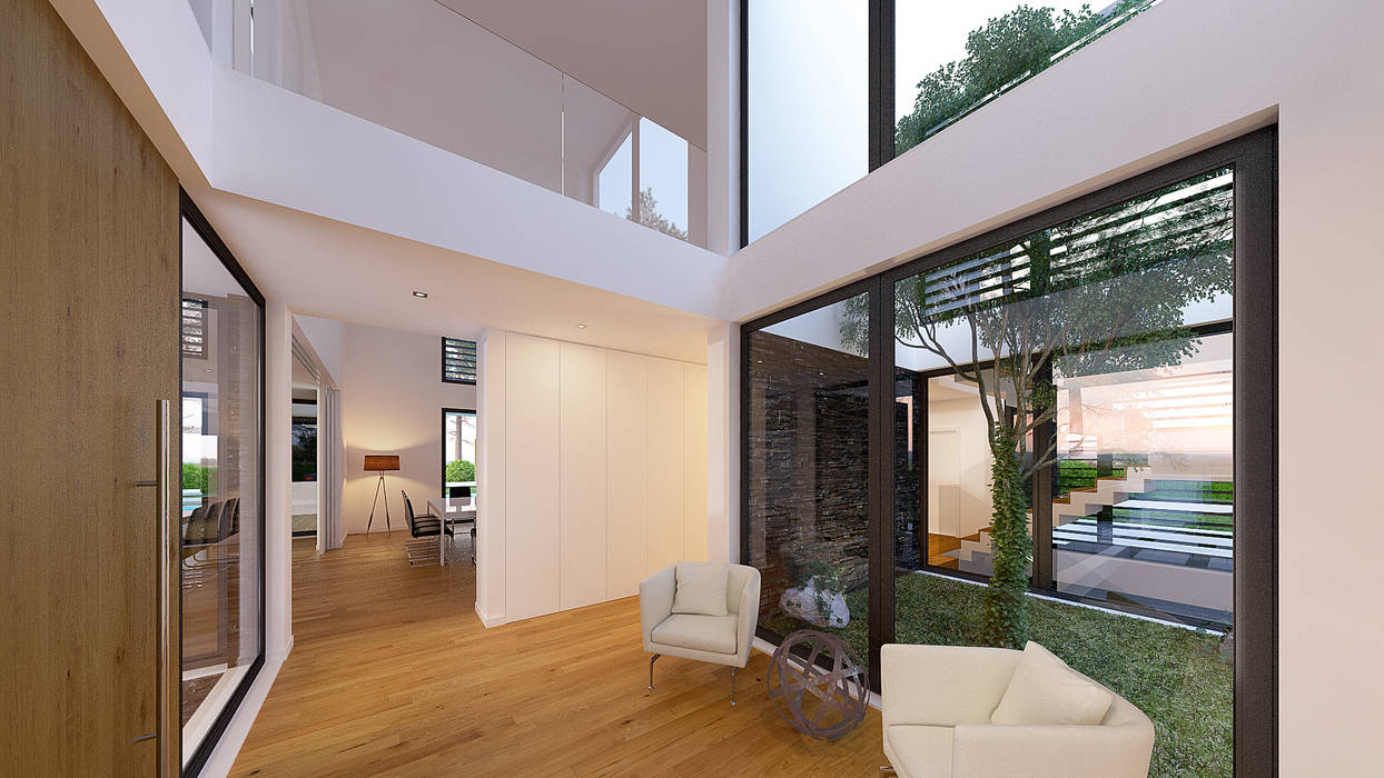 Modern Corridor, Hallway and Staircase by Traçado Regulador. Lda Modern Wood Wood effect