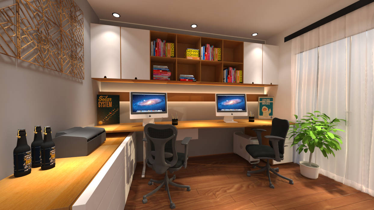 office Homedesignping Industrial style study/office Wood Wood effect