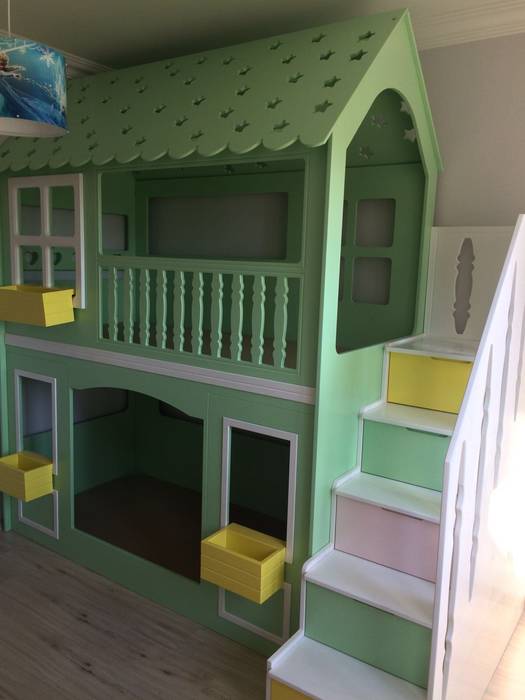 Montessori yıldızlı ranza moremo mobilya tasarım genç odası orta