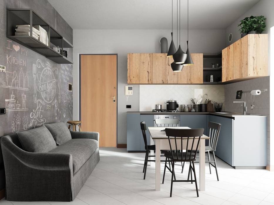 casa F, Studio Gentile Studio Gentile Built-in kitchens لکڑی Wood effect