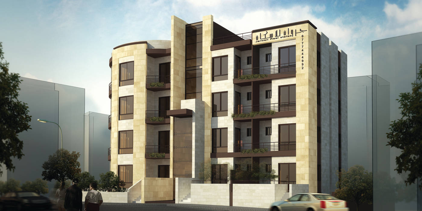 Jarwan Residentail Building - Amman , Jordan, SPACES Architects Planners Engineers SPACES Architects Planners Engineers Modern Houses