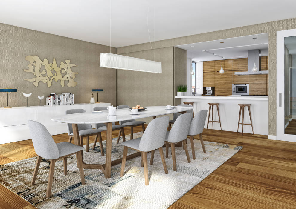 Aguiar 84 | Client: Estoril Real Estate Onstudio Lda Salas de jantar modernas Lisboa,cgi,kitchen,dinning room,3d