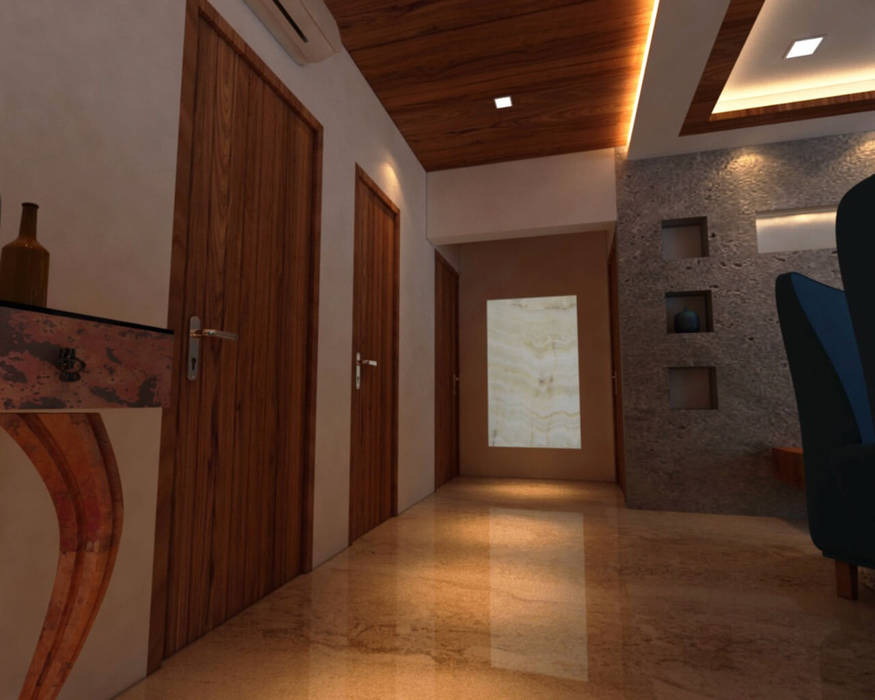 Ashish Rai Residence, Midas Dezign Midas Dezign Asian style corridor, hallway & stairs