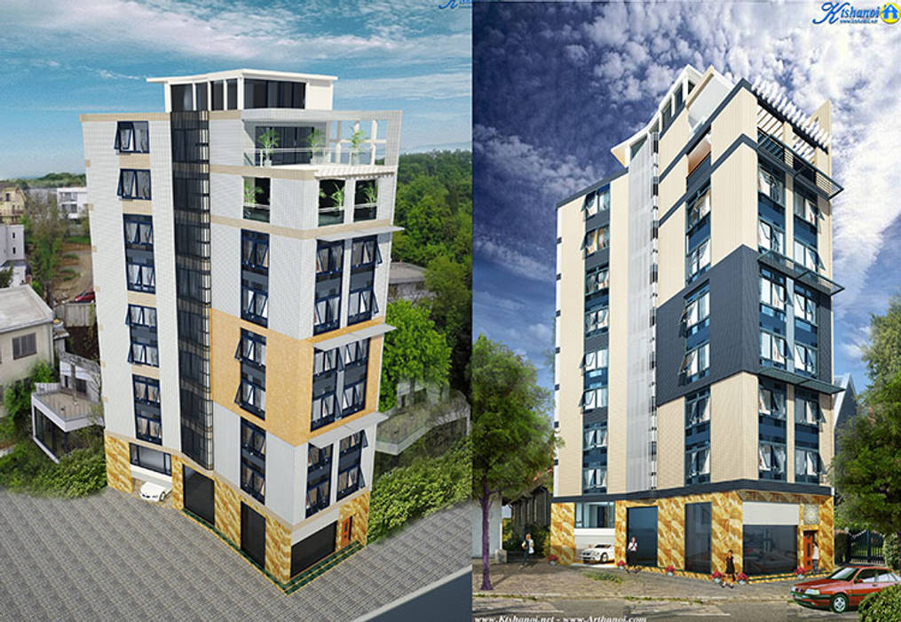 Thiết kế biệt thự 7 tầng kết hợp cho thuê căn hộ, Văn phòng kiến trúc Ktshanoi Văn phòng kiến trúc Ktshanoi