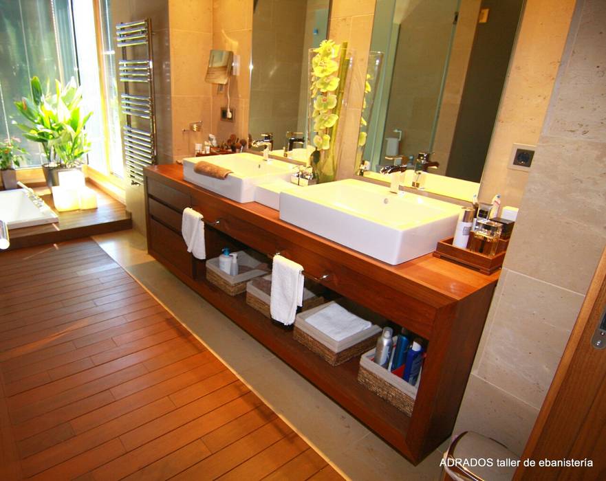 Muebles para baños vivienda unifamiliar., Adrados taller de ebanistería Adrados taller de ebanistería Modern Bathroom Wood Wood effect Sinks