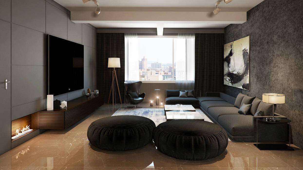 Living room Ashleys Minimalist living room minimal interiors,luxury interiors