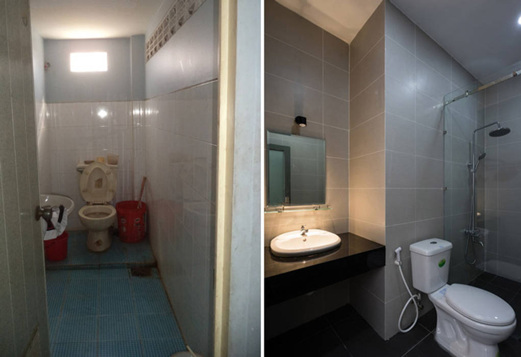 Nhà Phố 40m2 Đẹp Khó Tin Sau Khi Được Cải Tạo Sửa Chữa, Công ty TNHH TK XD Song Phát Công ty TNHH TK XD Song Phát Asian style bathroom Copper/Bronze/Brass