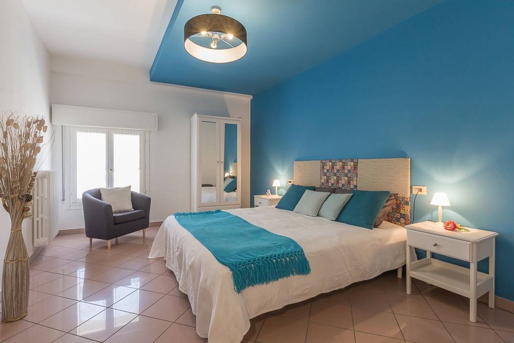 Appartamento Cigno Anna Leone Architetto Home Stager Camera da letto minimalista home staging,blu,camera