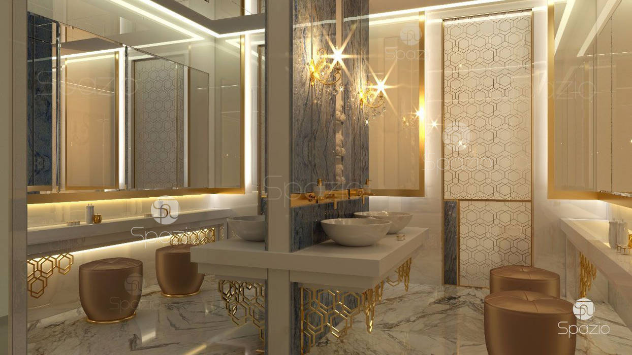 Modern luxury master bathroom interior design and decor in Dubai, UAE and Middle East, Spazio Interior Decoration LLC Spazio Interior Decoration LLC حمام رخام