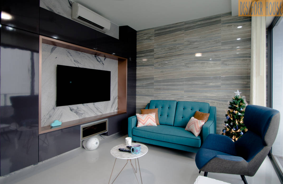 Living Hall Designer House 现代客厅設計點子、靈感 & 圖片 石灰岩