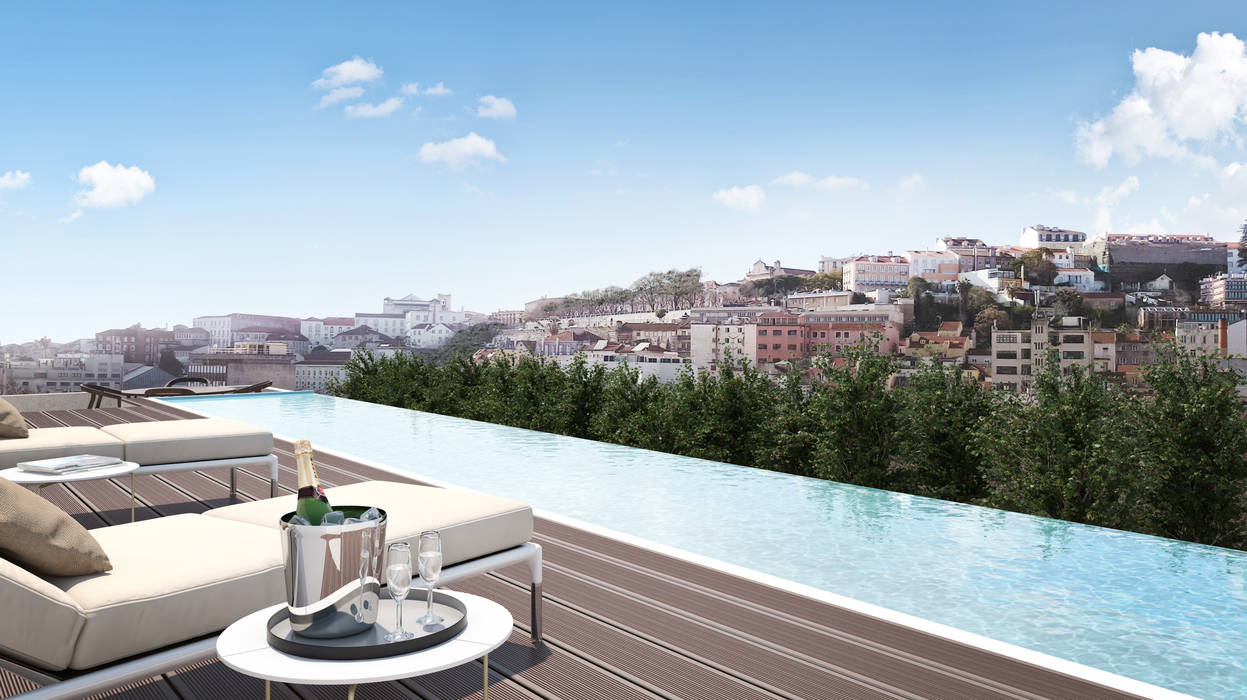 Liberdade 40 - Avenue Piscinas modernas por Onstudio Lda Moderno