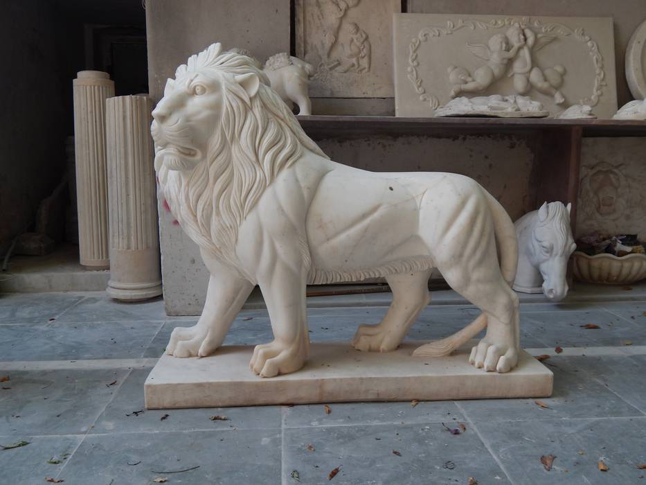 Lion Sculpture Altegic Ecomtrading Pvt. Ltd Classic style garden Marble Accessories & decoration