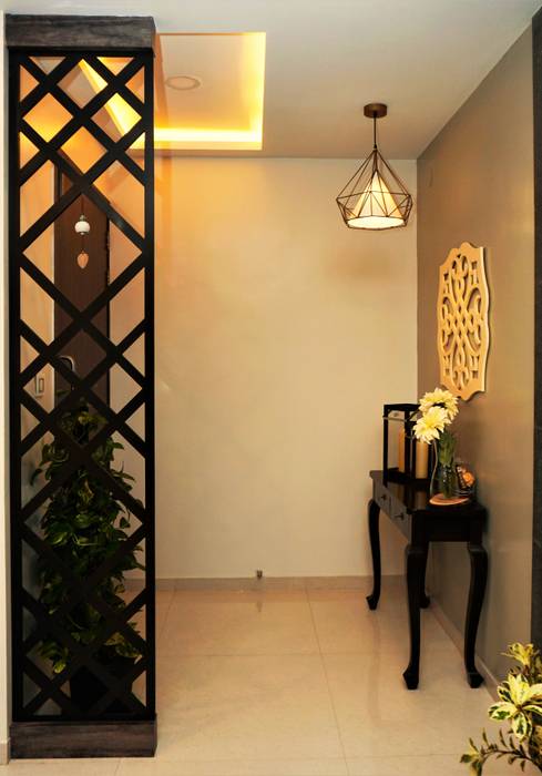 2BHK, Ganga Glitz, Undri, Design Evolution Lab Design Evolution Lab Hành lang, sảnh & cầu thang phong cách thực dân